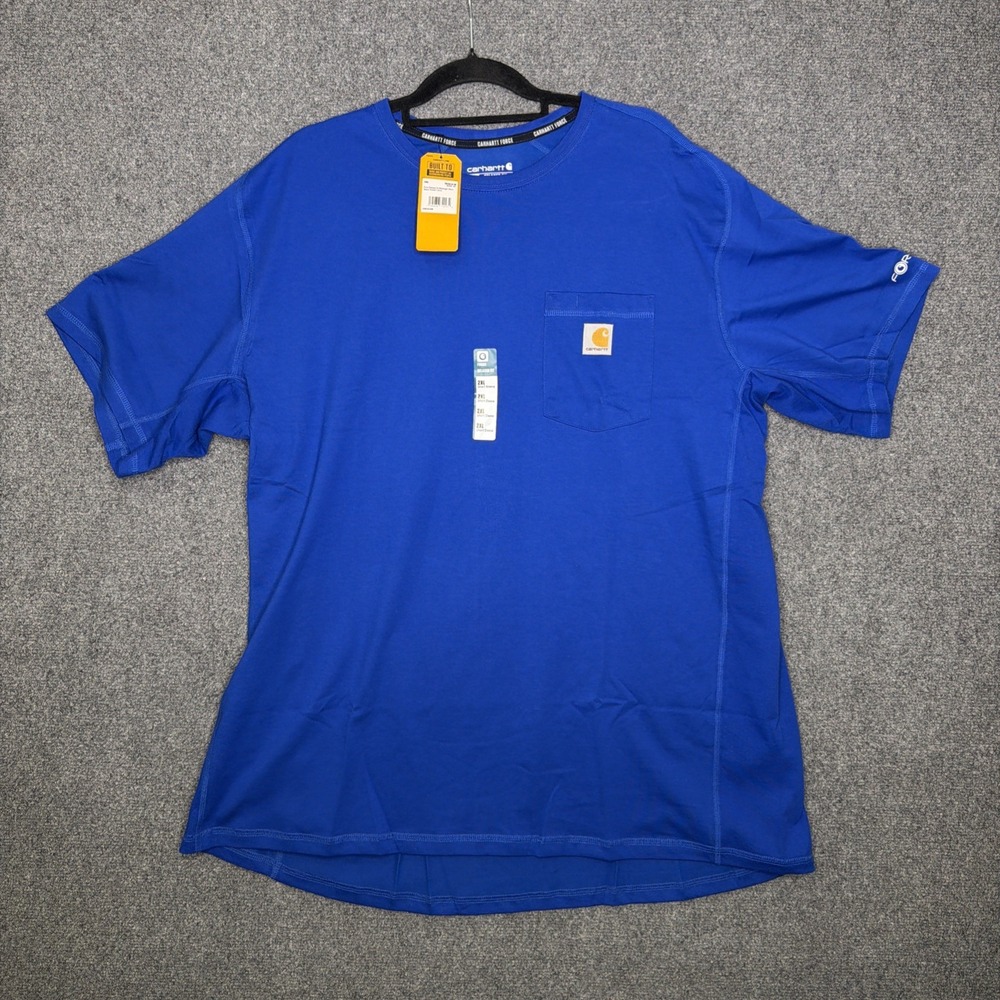 Carhartt Force Men 2XL Glass Blue Pocket T-Shirt Relaxed Midweight NWT 104616
